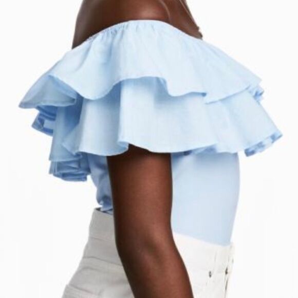 H&M Off the shoulder ruffle top blouse Large @c - Picture 4 of 5